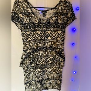 Black and white peplum dress
